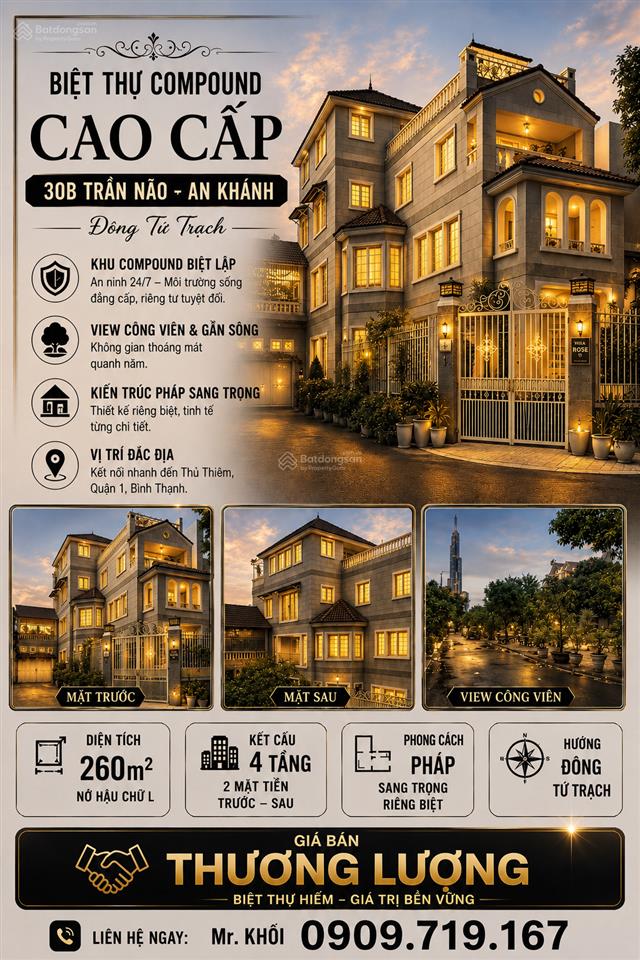 Biệt thự compound 300m2  cực đẹp  cực riêng biệt  chú nhà dễ thương thiện chí bán. ngay q.2.
