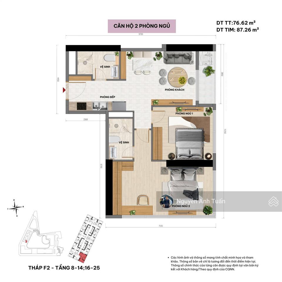 Bán căn góc 2pn quỹ ngoại giao sun cầu giấy cực vip, xem pháo hoa tại nhà, 75m2nhận nhà với 3.3 tỷ