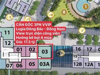 Bán căn góc 3pn cực vip sun feliza cầu giấy, hướng đông nam, view công viên mỹ mãn, 95m2 16.1 tỷ