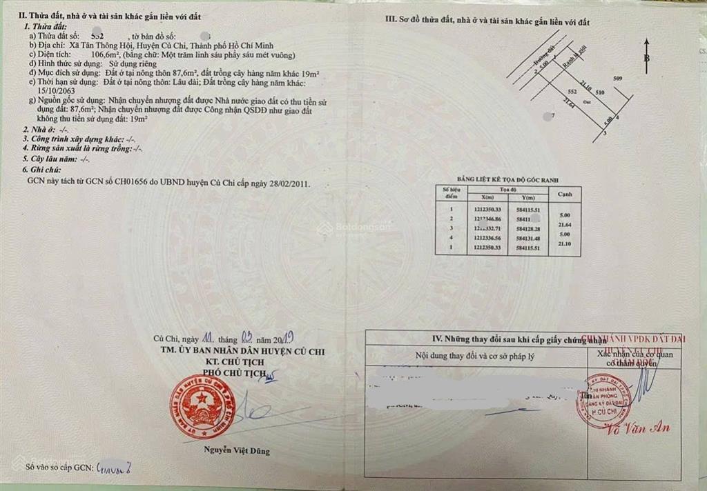 Bán gấp đất 105m2 giá 1tỷ2 đường suối lội, xã tân thông hội, củ chi gần trường học  sổ hồng riêng