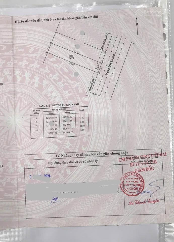 Bán gấp đất 192m2 giá 1tỷ3 đường trần tử bình xã tân thông hội, củ chi gần trường học sổ hồng riêng