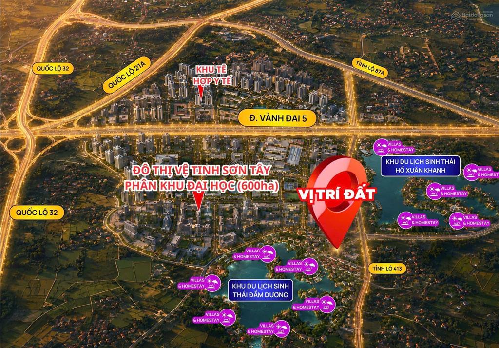 Giá cực hiếm! bán đất tỉnh lộ 87a, sơn tây, 104m2 full thổ đất ở đô thị, view hồ, giá đầu tư!