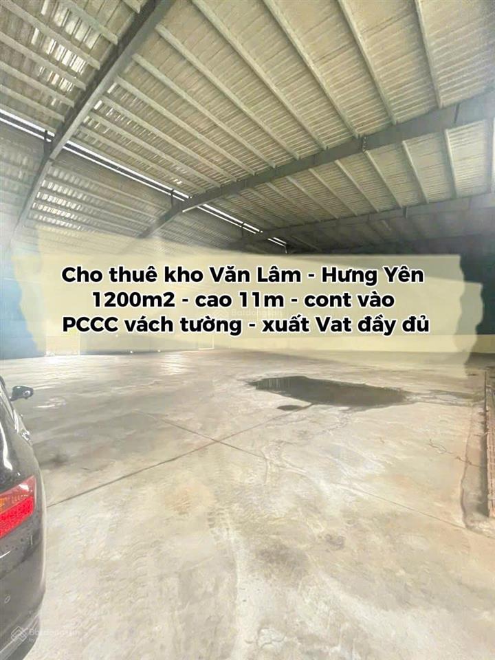 Cho thuê kho xưởng zamil 1.200m2 văn lâm, hưng yên điện 560kva, pccc chuẩn, cont vào tận nơi