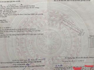 Chính chủ bán ! lô đất xã an phú tây ( xã bình chánh mới  hcm ) dtich  115.6m . nở hâu