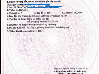 Bán đất tại cổng trường cao đẳng miền đông, giá ưu đãi 6,2 tỷ, 262,4 m2