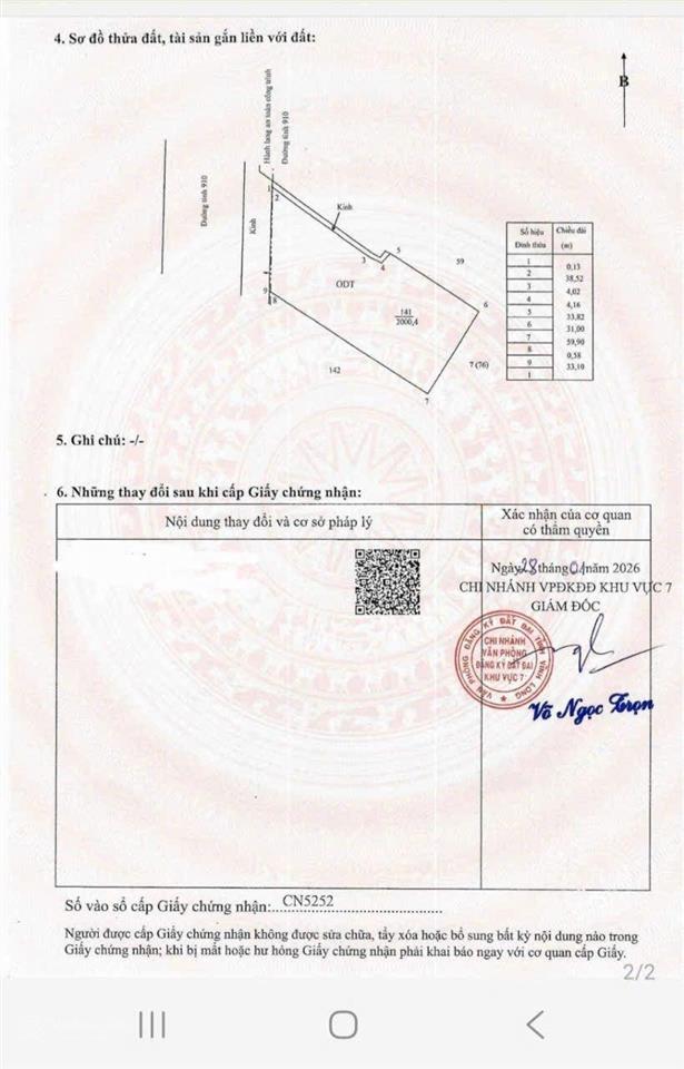 Bán 2.000,4m2 đất, full thổ cư, tỉnh lộ 910, phường bình minh, vĩnh long