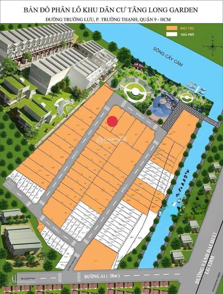 Lô góc 2 mặt tiền view sông khu dân cư tăng long garden, 428m2 full thổ cư, chỉ 17,4 tỷ
