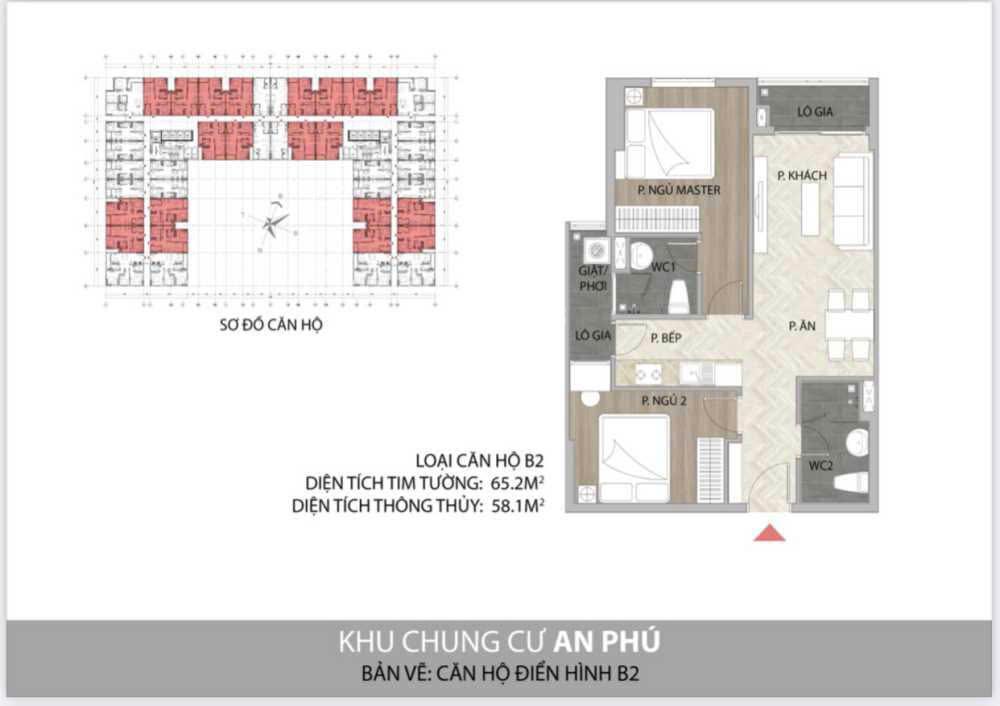 Cần bán căn 2pn 2vs 65m2 tầng trung giá 2.168 tỷ