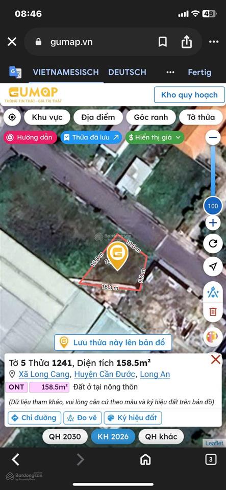 Nhà có miếng đất ko dùng cần bán. chính chủ đất long cang full ont có sổ ngang 10m hợp lý là bán