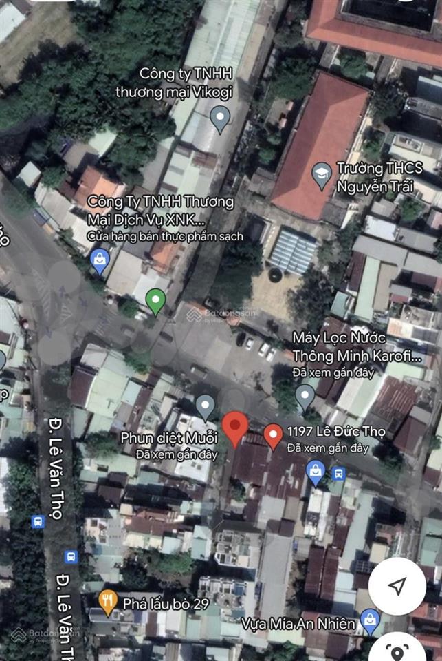 Nhà góc 2 mặt tiền số 1197 đường lê đức thọ, không lộ giới hẻm hông, dt 4,2x26m, đang cho thuê 22tr