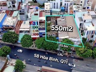 Siêu v.i.p!! mt 58 hoà bình ngang 25.5 mét tổng 550m2 gần vòng xoay đầm sen