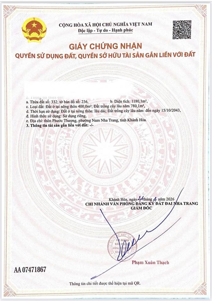 Bán đất mặt tiền tỉnh lộ 3, thôn phước thượng, phước đồng, nha trang
