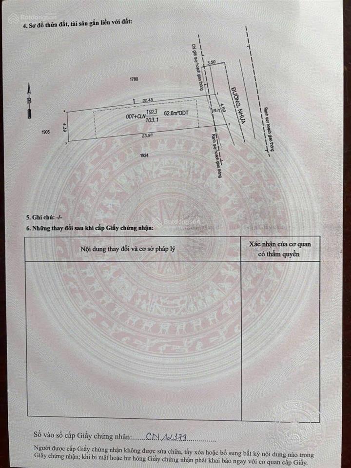 A trai hạ giá bán gấp lô đất đường nhựa đẹp gần làng đại học quốc gia