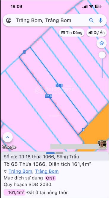 Bán gấp đất tại ấp 7 sông trầu, giá ưu đãi 1,3 tỷ, 161,4 m2