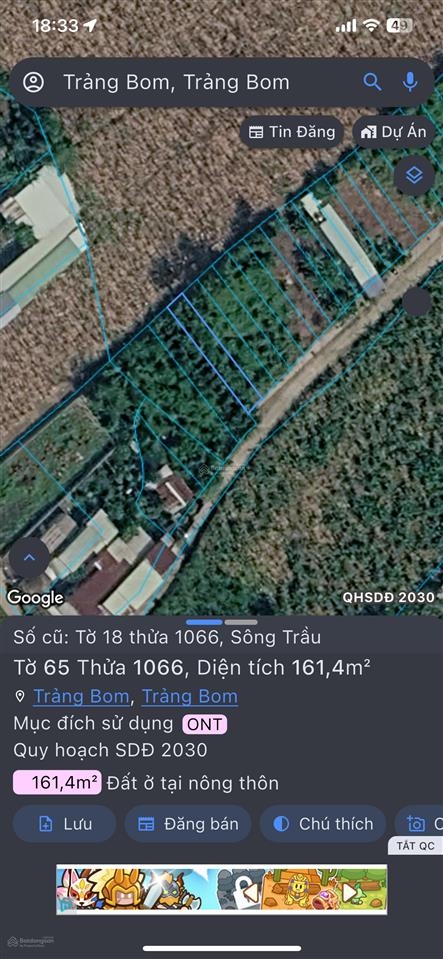 Bán gấp đất tại ấp 7 sông trầu, giá ưu đãi 1,3 tỷ, 161,4 m2