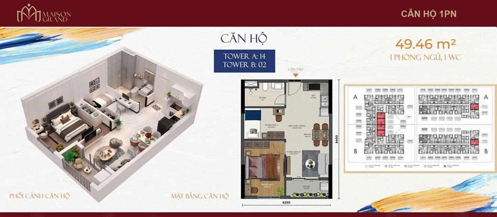 Hàng hiếm  duy nhất 01 căn hộ 1 phòng ngủ maison grand phú mỹ vũng tàu. giá 1,8 tỷ