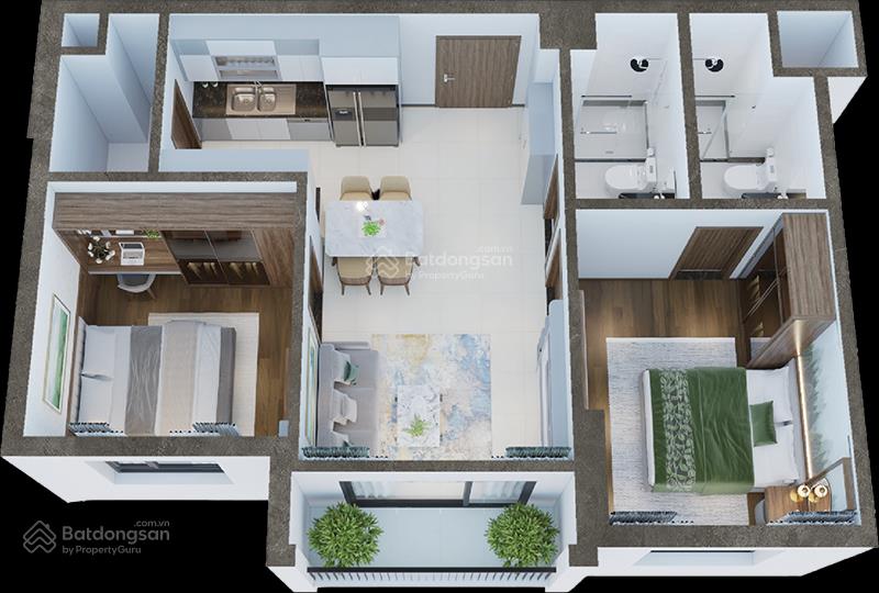 Trực tiếp từ cđt, mở bán căn góc 2pn view cực thoáng hướng cv yên sở, diện tích 69m²
