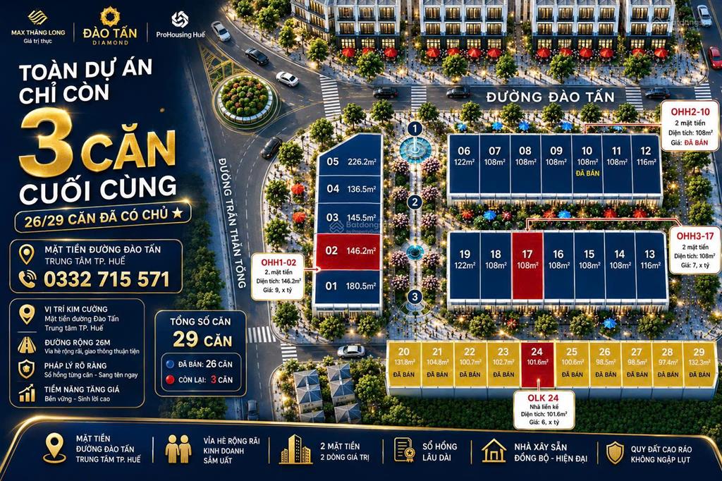 Bán shophouse tại đào tấn diamond city, 6,2 tỷ, 102m2, 5pn, 5wc, bao đẹp