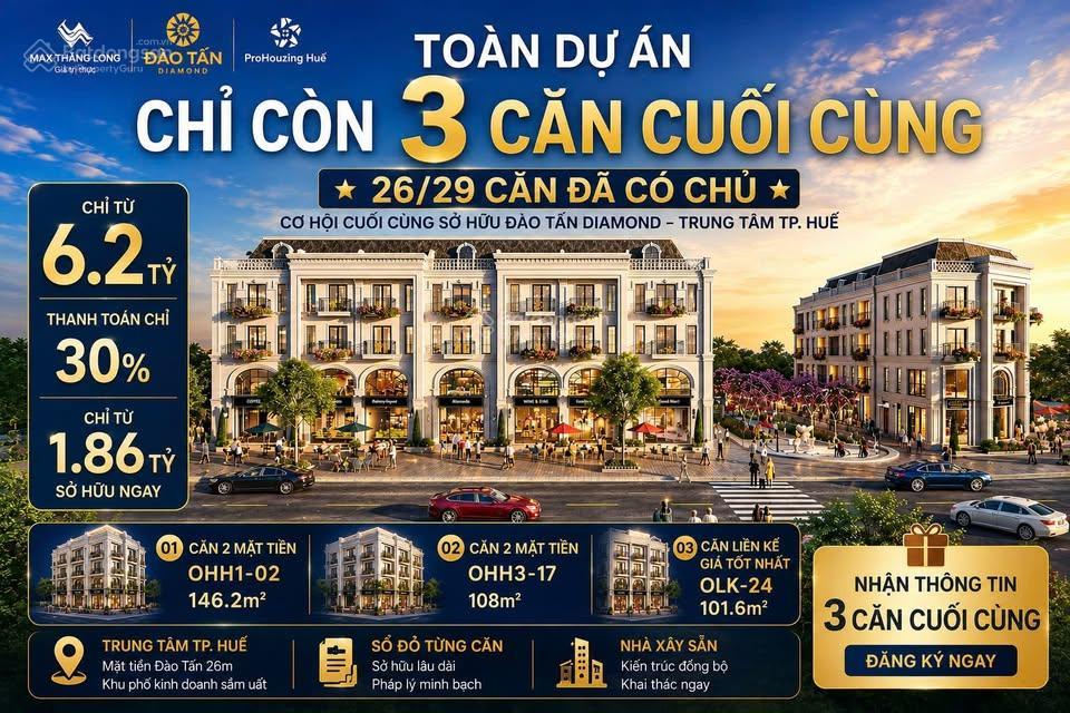 Bán shophouse tại đào tấn diamond city, 6,2 tỷ, 102m2, 5pn, 5wc, bao đẹp