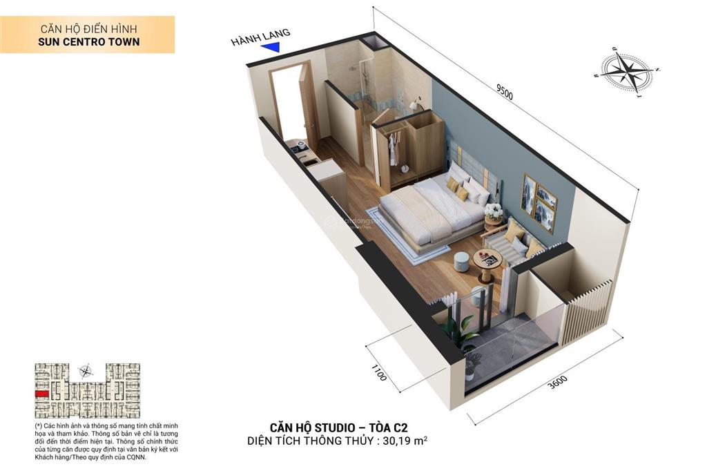 Còn duy nhất 1 căn studio tòa c3 giá 1,6 tỷ, view thoáng, giá tốt nhất sun centro town  hạ long
