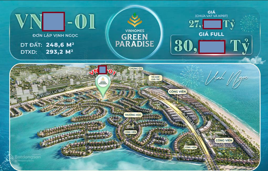 Biệt thự đơn lập vinhomes paradise cẩn giờ chỉ 27.5 tỷ. tương đương giá căn song lập.  0931 798 ***