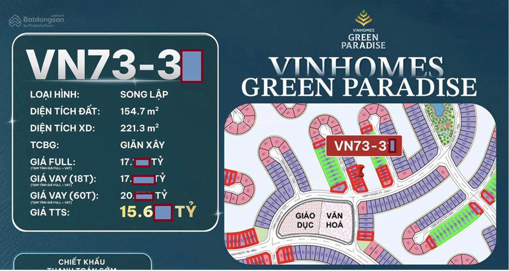 Biệt thự song lập có bãi tắm sau nhà. giá 15.6 tỷ. tương đương giá nhà phố đường tương lai.