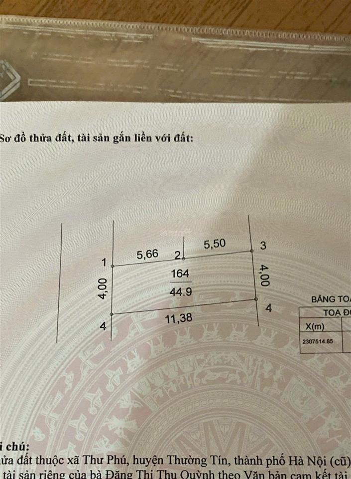 Bán đất tại thư dương 2, thường tín, 3 tỷ, 45m2, view đẹp, giá ưu đãi
