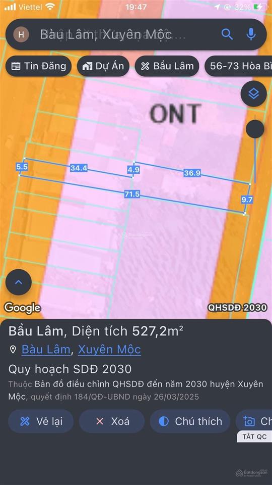 Đất 2 mặt tiền 4 tỉ  đường 328 bầu lâm xuyên mộc 520m2 (100m2 thổ cư)  mặt tiền 9m