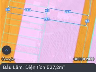 Đất 2 mặt tiền 4 tỉ  đường 328 bầu lâm xuyên mộc 520m2 (100m2 thổ cư)  mặt tiền 9m