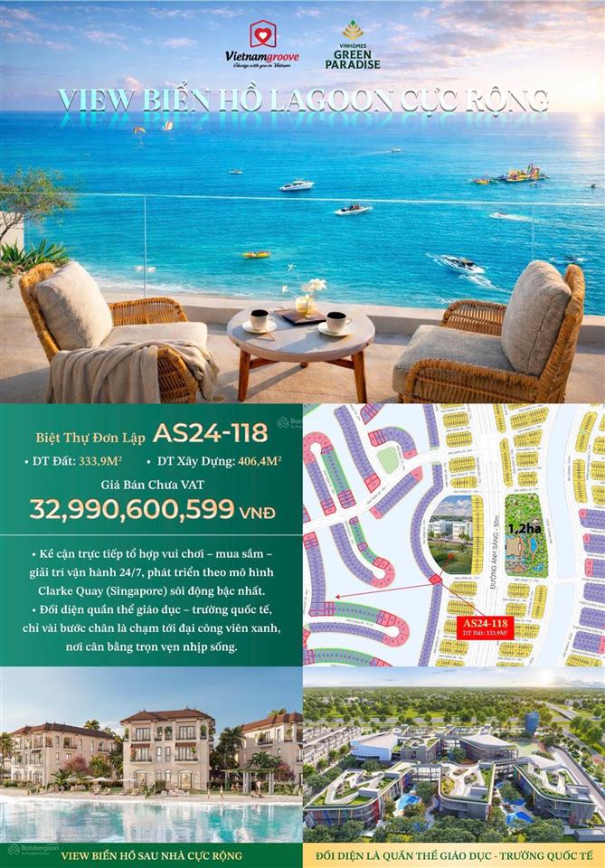 Bán gấp biệt thự đơn lập giá cực hiếm thị trường tại cần giờ 33tỷ 400m2 biển sau nhà vip nhất dự án