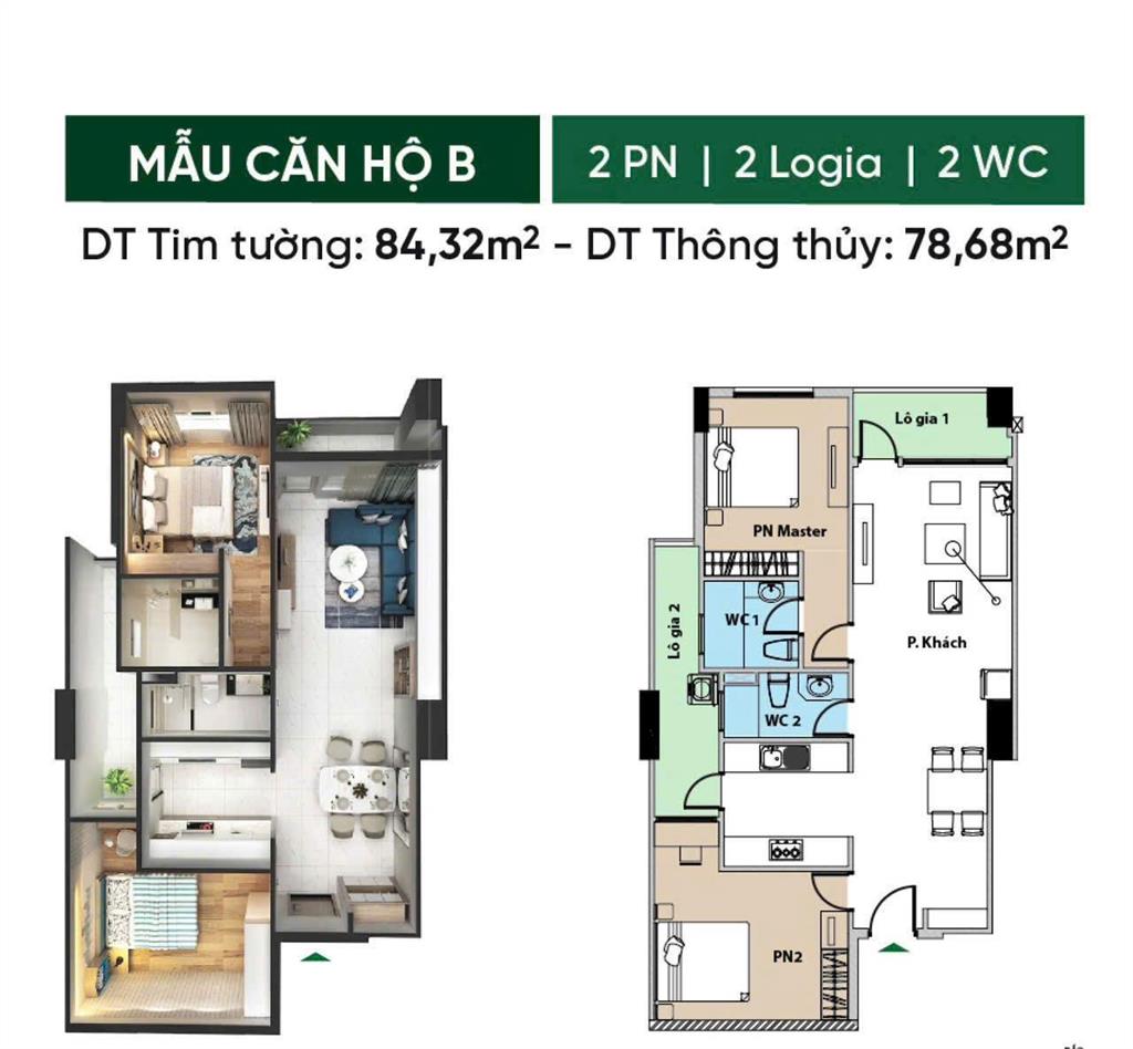 Căn 2pn2wc ngộp bán gấp, sổ hồng riêng, view đẹp, bank hỗ trợ 80% vào ở ngay