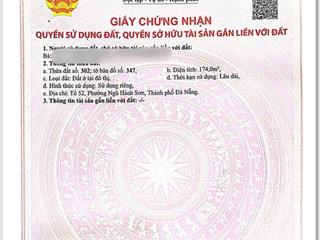 Bán lô đất 2 mt ngô thì sĩ  trục thông biển mỹ khê 174m2  giá 4x tỷ  0938 155 ***
