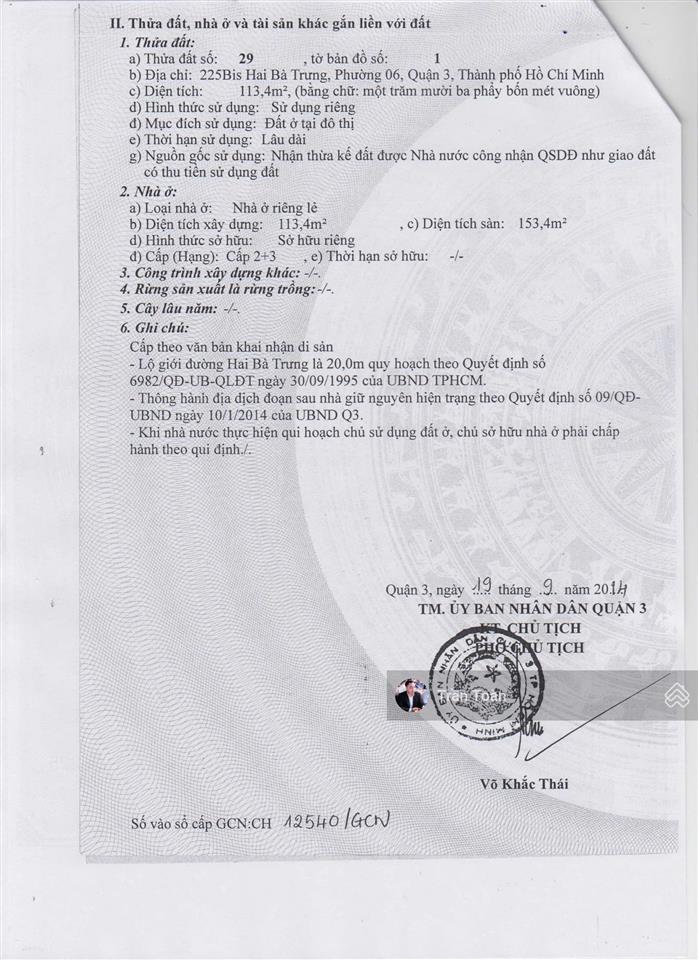 Bán nhà mặt tiền 225bis227 hai bà trưng , phường xuân hoà, tp. hcm