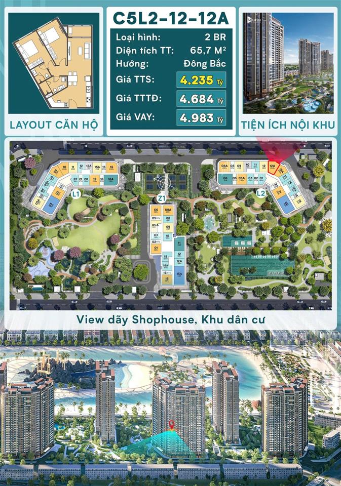 Duy nhất căn hộ 2pn + giá rẻ view ngoại khu giữa lòng đô thị masteri grand coast
