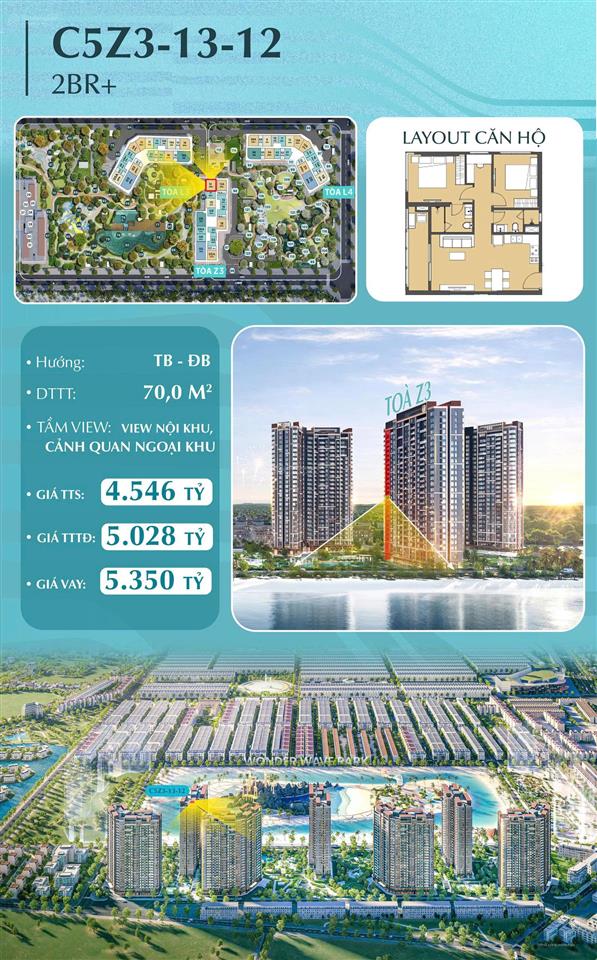 Vốn tự có ( 25% ) căn góc 2pn+ view công viên nội khu  pk the sand