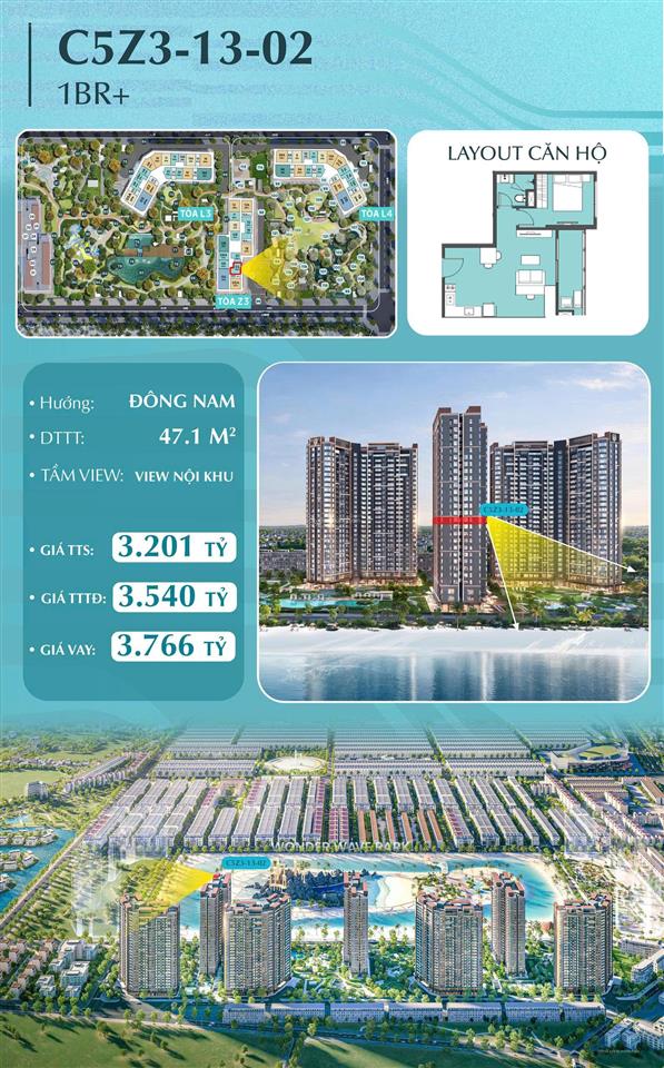 Chỉ với 3,2 tỷ dễ dàng sở hữu căn 1pn+ view công viên nội khu the sand