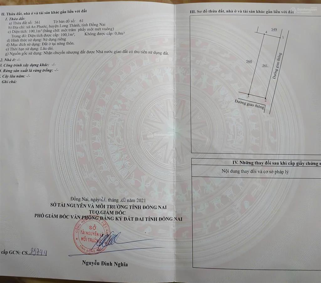 Bán đất nền cách sân bay quốc tế 5km  100m2, full thổ cư  sổ hồng sẵn  giá chỉ 10 triệu/m2