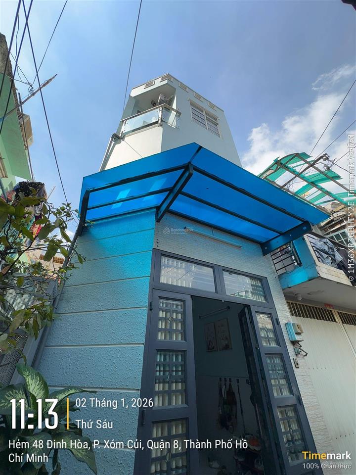 Nhà góc (3,9*12m) đường đinh hoà, p13, q8, nhà cách đường chính 30m shr hiện hữu! sát cầu chà và q5