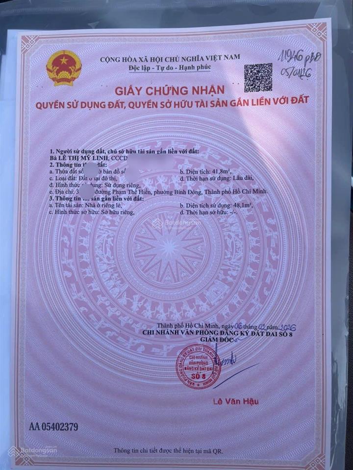 Nhà (4,5 * 10m) 2 tầng, hẻm 3m ở đường phạm thế hiển p7 q8, shr khu hiện hữu,  0934 123 ***