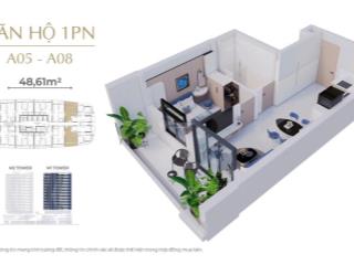 Cắt lỗ sâu! bán căn 1pn/48m2 trục 05 tầng trung view dowtown. giá cắt lỗ thấp hơn hđmb, htls 24th
