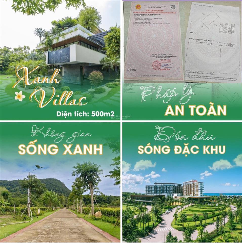 Bán lô đất 495m2 full đất ở đẹp nhất dự án xanh villas búng gội, cửa dương, phú quốc 3,7 tỷ