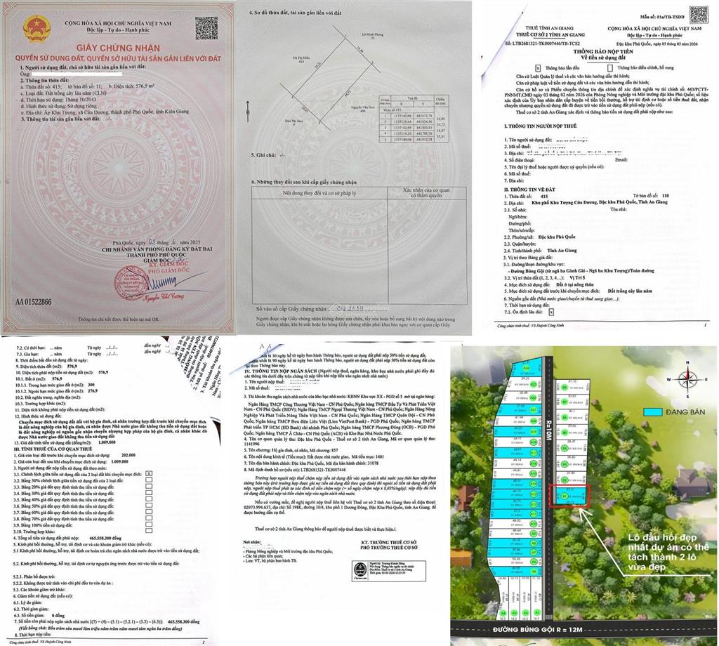 Bán lô đất 495m2 full đất ở đẹp nhất dự án xanh villas búng gội, cửa dương, phú quốc 3,7 tỷ