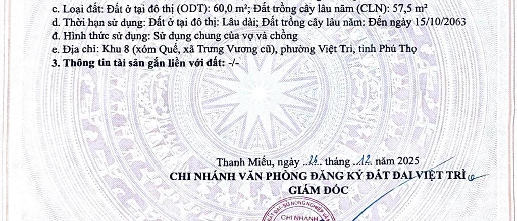Bán gấp đất ở xóm quế, trưng vương, 33 triệu / m2, 117.5 m2