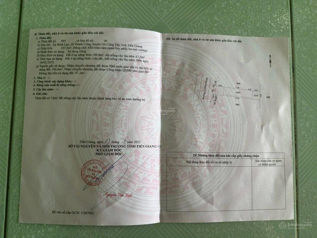 Chủ bán lô đất mặt tiền đường 8m, gò công tây