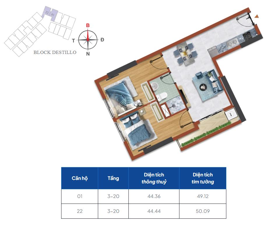 Căn hộ 2pn1wc  1,715tỷ  destino centro ql1a  mua trực tiếp pkd chủ đầu tư  nhận voucher 45tr