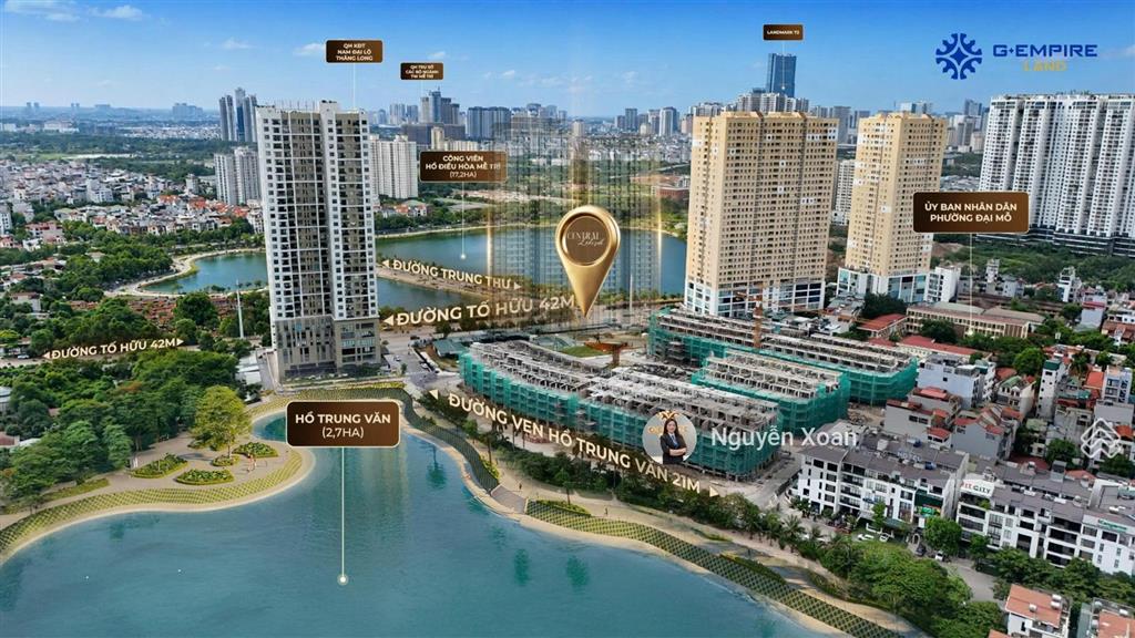Bán căn mặt hồ trung văn, 105m2 6 tầng taseco trung văn  central lakeside giá 52 tỷ bg t12.2026
