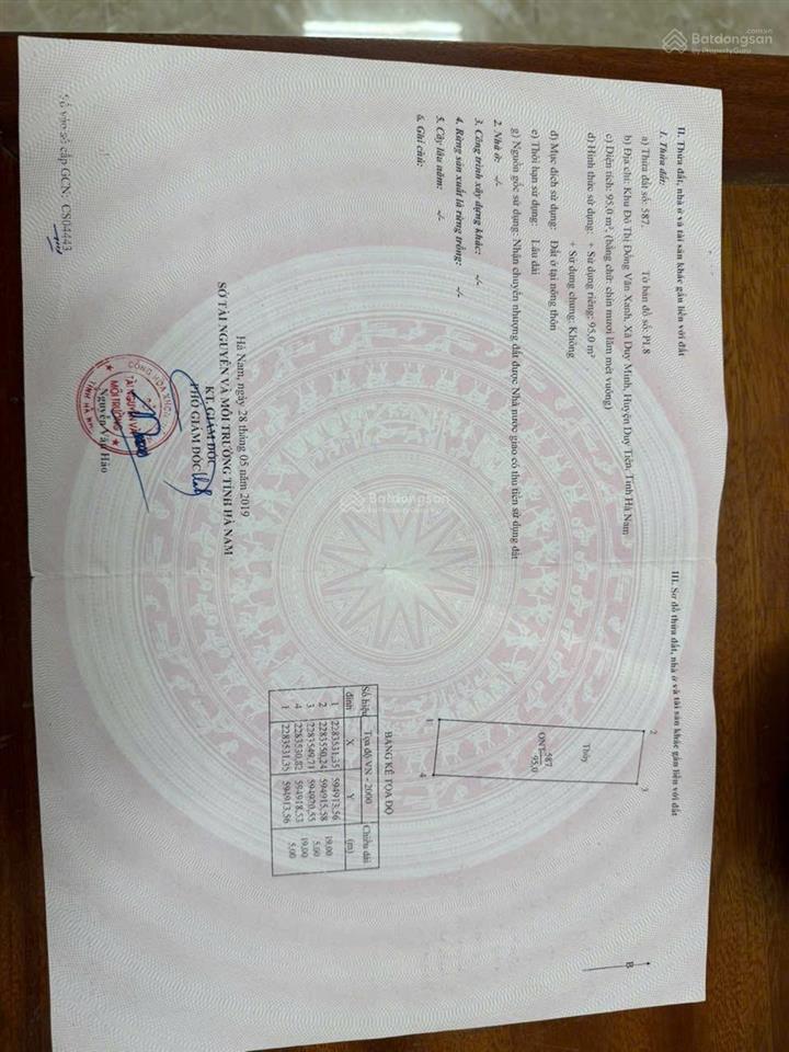 Bán đất tại khu đô thị đồng văn xanh giá thỏa thuận, 95m2, mặt tiền 5m, pháp lý đầy đủ