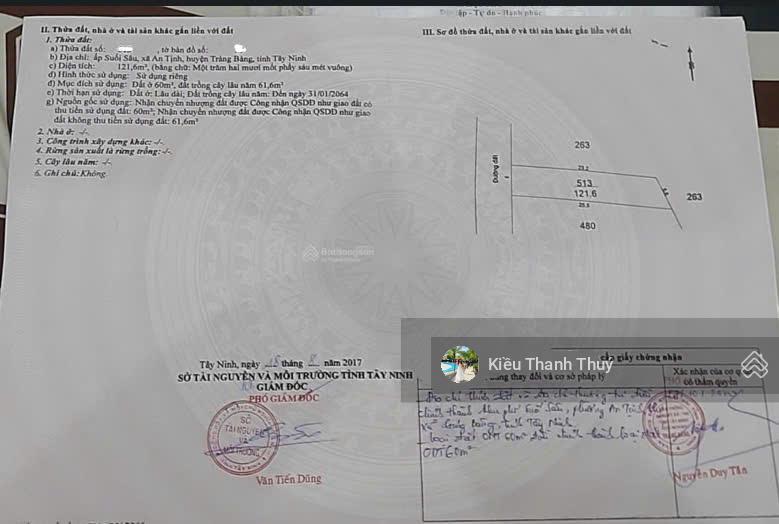 Chủ làm ăn thua lỗ cần sang lại lô đất ngay chợ suối sâu trảng bàng 120m2 giá 690 triệu. shr