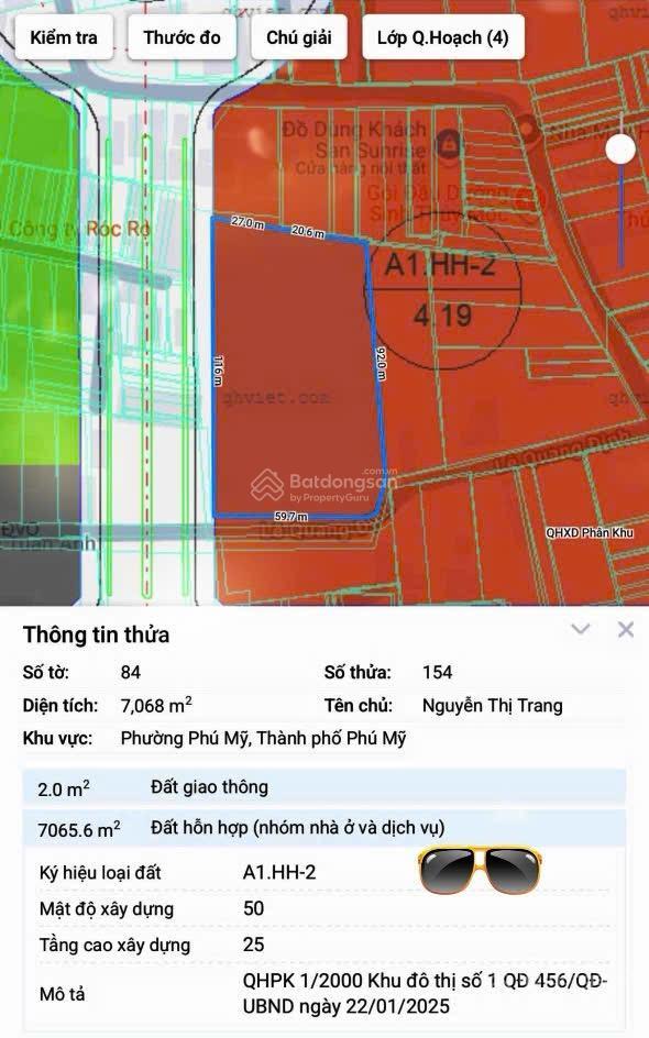 Ban quỹ đất 7000m2 mặt tiền võ thị sáu trung tâm phú mỹ