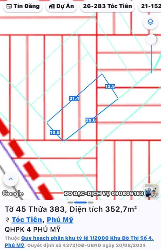 Bán đất 251m2 có sẵn 60m2 thổ cư giá 3.3 tỷ tại xã tóc tiên thành phố phú mỹ bà rịa  vũng tàu